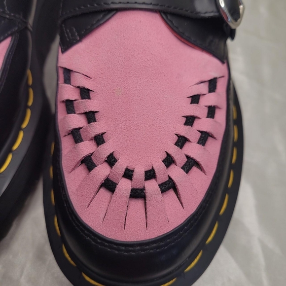 Dr. Martens x Lazy Oaf pink/black suede leather platform creeper shoes - Picture 7 of 7
